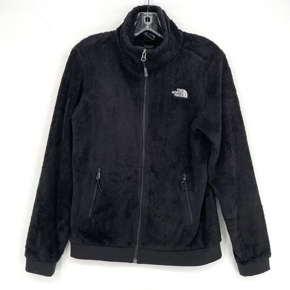 North Face Fuzzy Jacket Soft Shell Full Zip Mock Neck Fleece Size Small Black